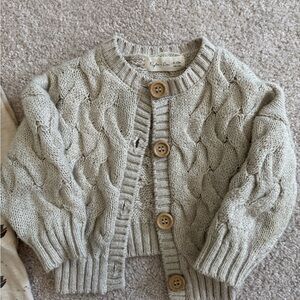 Rylee Cru Cozy Cable Knit Cardigan with Wooden Buttons - size 6-12m